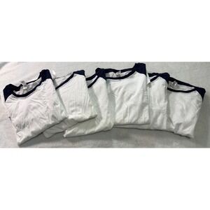 Royal Avalon Mens Baseball Tee Navy Blue White Raglan Long Sleeve Cotton L 6Pk